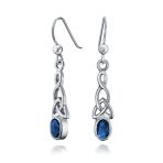 BFF Blue Green Simulated Emerald Love Knot Dangle Earrings - Image 2