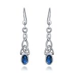 BFF Blue Green Simulated Emerald Love Knot Dangle Earrings - Image 6