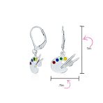 Painter's Palette Multi-Color Enamel Dangle Earrings in  Sterling Silver - Image 4