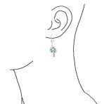 Blue Opal Palm Tree Dangle Gemstone Earrings French Wire - Image 3
