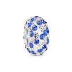 Green White Striped Crystal Bead Charm for European Bracelet Silver Core - Image 3