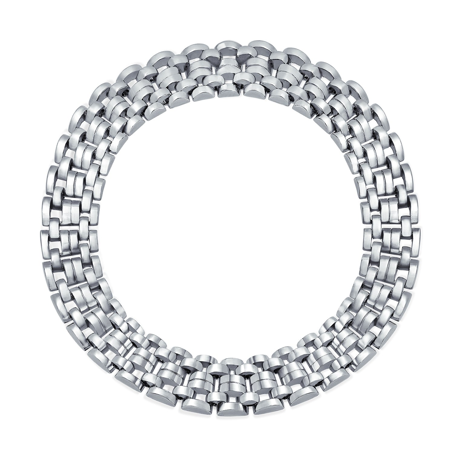 silver-panther-link-chain-necklace_elj-ejnk210-az Traditional Panther Link Chain Collar Statement Necklace Gold or Silver Plated - Image 1