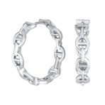Round Paper Clip Link Mariner Chain Link Hoop Earrings Gold - Image 2