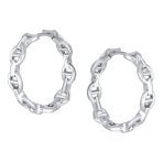 Round Paper Clip Link Mariner Chain Link Hoop Earrings Gold - Image 4