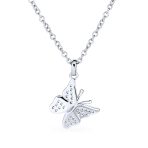 Mini Petite Micro Pave CZ Garden Butterfly Pendant Necklace Sterling Silver - Image 2