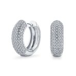 Bridal CZ Micro Pave Slender Huggie Hoop Earrings - Image 2