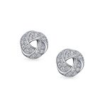 Triple Love Knot CZ Stud Earrings, Rose Gold Sterling Silver, Button Style - Image 2