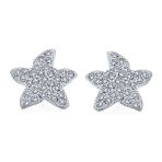 Fashion Pave Crystal Starfish Clip On Earrings Non Pierced Ears Silver Plated - Image 2
