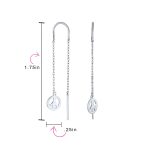 Tiny World Peace Sign Dangle Earrings Lightweight Long Chain Threader Silver - Image 4