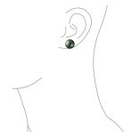 Classic Black Peacock Simulated Pearl Drop Ball Earrings  Sterling Silver - Image 3