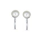 Minimalist Spiral Wire Ear Cuff Cartilage Earrings Freshwater Pearls Gold Plated - Image 2