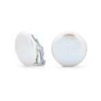 Bridal White Biwa Coin Pearl Clip-On Earrings Non-Pierced