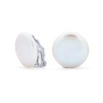 Bridal White Biwa Coin Pearl Clip-On Earrings Non-Pierced