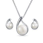 Timeless Elegance Pearl Pendant Necklace & Stud Earrings Set in Sterling Silver