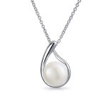 Timeless Round Freshwater Cultured Pearl Pendant Necklace Sterling Silver