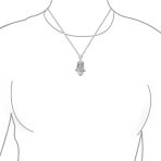 Yoga Filigree Hamsa Pendant Necklace in Sterling Silver - Hand of God Amulet - Image 3