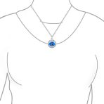 Turkish Round Circle Evil Eye Charm Pendant Necklace Rose Gold Sterling Silver - Image 2