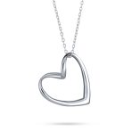 Floating Open Heart Pendant Necklace Sterling Silver Chain