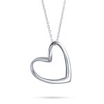 Floating Open Heart Pendant Necklace Sterling Silver Chain