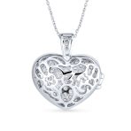 Keepsake Pave CZ Aromatherapy & Photo Large Puff Heart Shape Locket Pendant Necklace Sterling Silver - Image 2