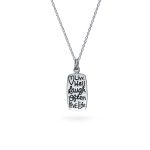 Inspirational Live Love Laugh Dog Tag Pendant Necklace in Sterling Silver