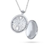 Victorian Style Filigree Perfume Diffuser Locket Necklace Silver Plated - Image 2
