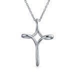 Sterling Silver Infinity Cross Pendant Necklace Simple and Elegant Design