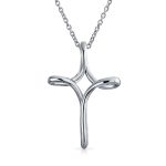 Sterling Silver Infinity Cross Pendant Necklace Simple and Elegant Design