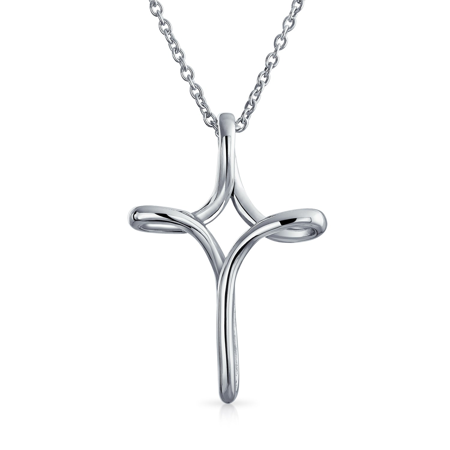 silver-pendant-necklace-cross-infinity_m1238r-az_1 Sterling Silver Infinity Cross Pendant Necklace Simple and Elegant Design - Image 1