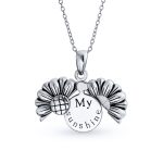My SUNSHINE Words Sunflower Open Locket Pendant Necklace Rose Gold Plated .925 Sterling Silver