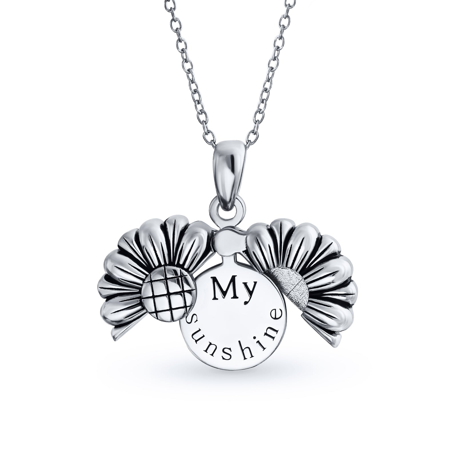 silver-pendant-necklace-sun-flower_grw-p_35561 My SUNSHINE Words Sunflower Open Locket Pendant Necklace Rose Gold Plated .925 Sterling Silver - Image 1