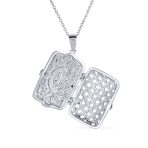 Vintage Style Keepsake Infinity Rectangle Photo Locket Pendant Necklace .925 Sterling Silver - Image 3