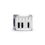 Musician Piano Keys Charm Bead for Music Students .925 Sterling Silver for Bracelet