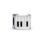 Musician Piano Keys Charm Bead for Music Students .925 Sterling Silver for Bracelet