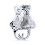 Black & White Marcasite Cat Brooche Pin Silver Pearl & Onyx - Image 4