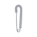 Set of 2 Crystal Candy Cane Safety Pin Brooch Pin Gold Silver Plated 2 Inch - Image 2