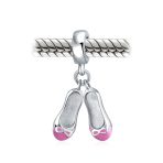 Pink White Prima Ballerina Charm Bead Sterling Silver for European Bracelet - Image 2