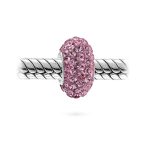 Set of 3 Solid Lilac Pink Pave Crystal Bead Charm Sterling Silver Core - Image 4