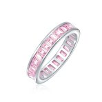 Cubic Zirconia Cocktail Statement Ring: Emerald Cut Baguette CZ Eternity Band - Image 4