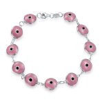 Good Luck Amulet Turkish Translucent Green Glass Evil Eye Bracelet .925 Sterling Silver 7.5 Inch - Image 17