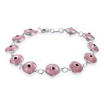 Good Luck Amulet Turkish Translucent Green Glass Evil Eye Bracelet .925 Sterling Silver 7.5 Inch - Image 35