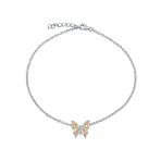 Summer Garden Opalescent Butterfly Pink Opal Anklet Ankle Bracelet  Silver
