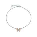 Summer Garden Opalescent Butterfly Pink Opal Anklet Ankle Bracelet  Silver