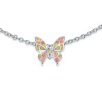 Summer Garden Opalescent Butterfly Pink Opal Anklet Ankle Bracelet  Silver - Image 2