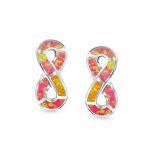 Infinity Eternity Pink Created Opal Stud Earrings Sterling Silver - Image 3