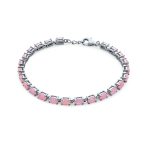 Solitaire Round Created Opal Tennis Bracelet Sterling Silver - Image 7