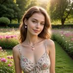 3D Pink Rose Green CZ Pendant Necklace & Lever back Dangle Earrings Set Silver - Image 2