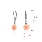 Romantic Craved Floral 3D Red Rose Flower Stud Earrings Sterling Silver Lever back - Image 8