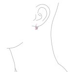 2CT Imitation Pink Tourmaline Solitaire Square CZ Drop Earrings Silver - Image 7