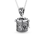 Vintage-Style Heart Prayer Box Locket Necklace Pendant .925 Sterling Silver